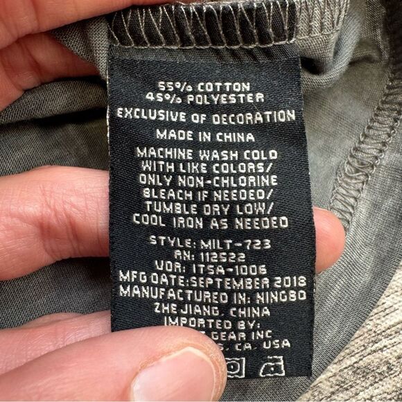 Indigo Star Men's Raglan Sleeve Burnout V Neck Henley Grey Gray Black S SM Small - Picture 8 of 11